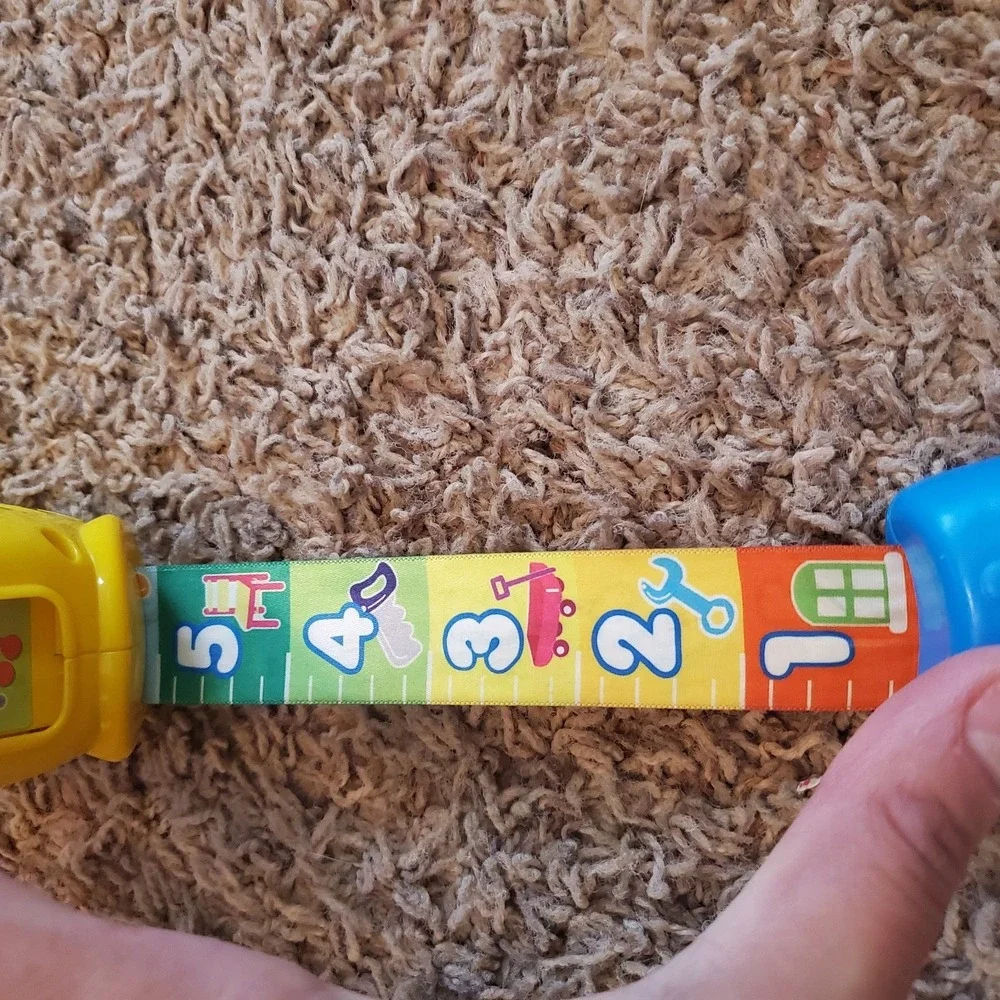 VTech 1-2-3 Measuring Tape Toy‎ Lights Sounds Counting Retractable Fabric Rare